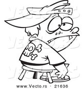 Vector of a Cartoon Boy Being Punished in Time out - Outlined Coloring Page by Toonaday