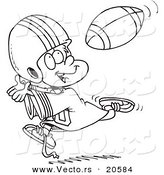 Vector of a Cartoon Boy Catching a Football - Coloring Page Outline by Toonaday