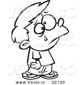 Vector of a Cartoon Boy Crying - Outlined Coloring Page by Toonaday
