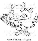 Vector of a Cartoon Boy Devil - Outlined Coloring Page by Toonaday
