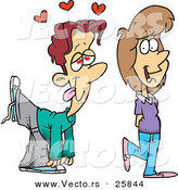 Vector of a Cartoon Boy Falling in Love with a Girl While Walking and Talking by Toonaday