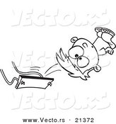Vector of a Cartoon Boy Falling off a Swing - Outlined Coloring Page by Toonaday