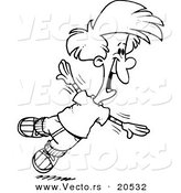 Vector of a Cartoon Boy Flapping His Arms and Flying - Coloring Page Outline by Toonaday