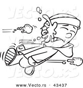 Vector of a Cartoon Boy Getting Hit with a Snowball - Coloring Page Outline by Toonaday