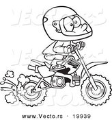 Vector of a Cartoon Boy Riding a Dirt Bike - Outlined Coloring Page by Toonaday