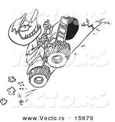 Vector of a Cartoon Boy Riding an ATV Uphill - Coloring Page Outline by Toonaday