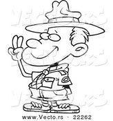 Vector of a Cartoon Boy Scout Taking an Oath - Outlined Coloring Page by Toonaday