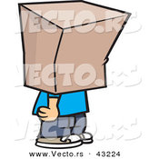 Vector of a Cartoon Boy Standing with a Bag over His Head by Toonaday