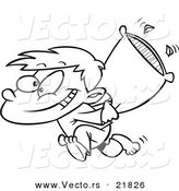 Vector of a Cartoon Boy Starting a Pillow Fight - Outlined Coloring Page by Toonaday