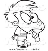 Vector of a Cartoon Boy Sticking His Tied Tongue out - Coloring Page Outline by Toonaday