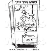 Vector of a Cartoon Boy Stuck in a Toy Machine - Coloring Page Outline by Toonaday