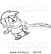 Vector of a Cartoon Boy Tossing a Frisbee - Coloring Page Outline by Toonaday