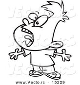 Vector of a Cartoon Boy Yelling - Coloring Page Outline by Toonaday