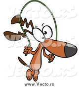 Vector of a Cartoon Brown Dog Jumping Rope by Toonaday