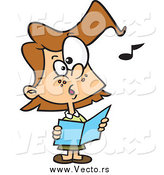 Vector of a Cartoon Brunette Caucasian Chorus Girl Singing by Toonaday