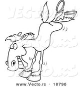Vector of a Cartoon Bucking Horse - Outlined Coloring Page by Toonaday