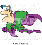 Vector of a Cartoon Buff White Male Super Hero in Green and Purple by Toonaday