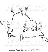 Vector of a Cartoon Buffalo Shot with Arrows - Coloring Page Outline by Toonaday