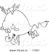 Vector of a Cartoon Buffalo with Wings - Coloring Page Outline by Toonaday