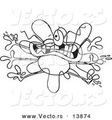 Vector of a Cartoon Bug Splattered on a Windshield - Coloring Page Outline by Toonaday