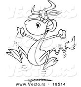 Vector of a Cartoon Bull Having a Cow - Outlined Coloring Page by Toonaday