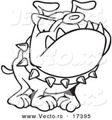 Vector of a Cartoon Bulldog Wearing a Spiked Collar - Coloring Page Outline by Toonaday