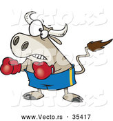 Vector of a Cartoon Bullfighter Bull Boxer Wearing Boxing Gloves by Toonaday