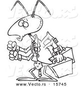 Vector of a Cartoon Business Ant - Outlined Coloring Page Drawing by Toonaday