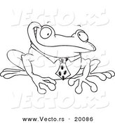 Vector of a Cartoon Business Frog with an Ant Tie - Outlined Coloring Page by Toonaday