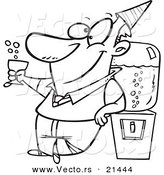 Vector of a Cartoon Businessman Cheering by the Cooler - Outlined Coloring Page by Toonaday