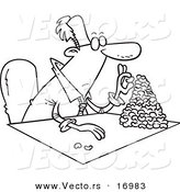 Vector of a Cartoon Businessman Counting His Beans - Coloring Page Outline by Toonaday