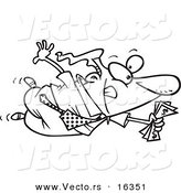 Vector of a Cartoon Businessman Flying Towards a Good Deal - Outlined Coloring Page Drawing by Toonaday