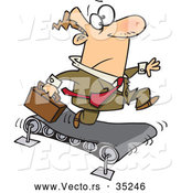 Vector of a Cartoon Businessman Running Fast on a Treadmill by Toonaday