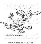 Vector of a Cartoon Businessman Running Fearfully - Outlined Coloring Page by Toonaday
