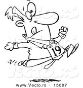 Vector of a Cartoon Businessman Running in the Office Olympics - Coloring Page Outline by Toonaday