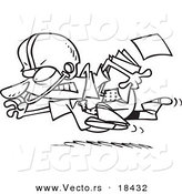 Vector of a Cartoon Businessman Running with a File and Wearing a Helmet - Outlined Coloring Page by Toonaday