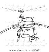 Vector of a Cartoon Businessman Suspended Upside down from a Tight Rope - Coloring Page Outline by Toonaday