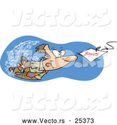 Vector of a Cartoon Businessman Swimming After a Fishing Hook with Bonus Bait Attached by Toonaday