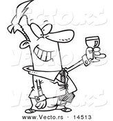 Vector of a Cartoon Businessman Toasting - Coloring Page Outline by Toonaday
