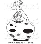 Vector of a Cartoon Businessman Waiting for an Egg to Hatch - Outlined Coloring Page by Toonaday
