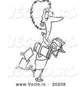 Vector of a Cartoon Businesswoman Carrying and Dropping Files - Outlined Coloring Page by Toonaday