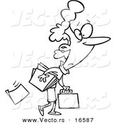 Vector of a Cartoon Businesswoman Dropping Paperwork - Outlined Coloring Page Drawing by Toonaday