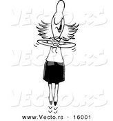 Vector of a Cartoon Businesswoman Jumping Gleefully - Outlined Coloring Page Drawing by Toonaday