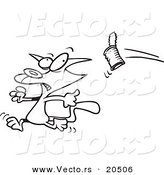 Vector of a Cartoon Can Flying at a Cat - Coloring Page Outline by Toonaday