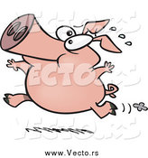 Vector of a Cartoon Carefree Pig Running by Toonaday