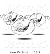 Vector of a Cartoon Cartoon Black and White Outline Design of Monster Tomatoes - Coloring Page Outline by Toonaday