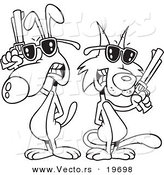 Vector of a Cartoon Cat and Dog Duel - Outlined Coloring Page by Toonaday