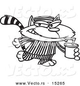 Vector of a Cartoon Cat Con Drinking a Soda - Coloring Page Outline by Toonaday