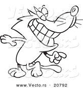 Vector of a Cartoon Cat Looking Back and Grinning - Coloring Page Outline by Toonaday