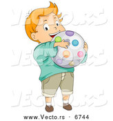 Vector of a Cartoon Caucasian Boy Holding a Ball by BNP Design Studio